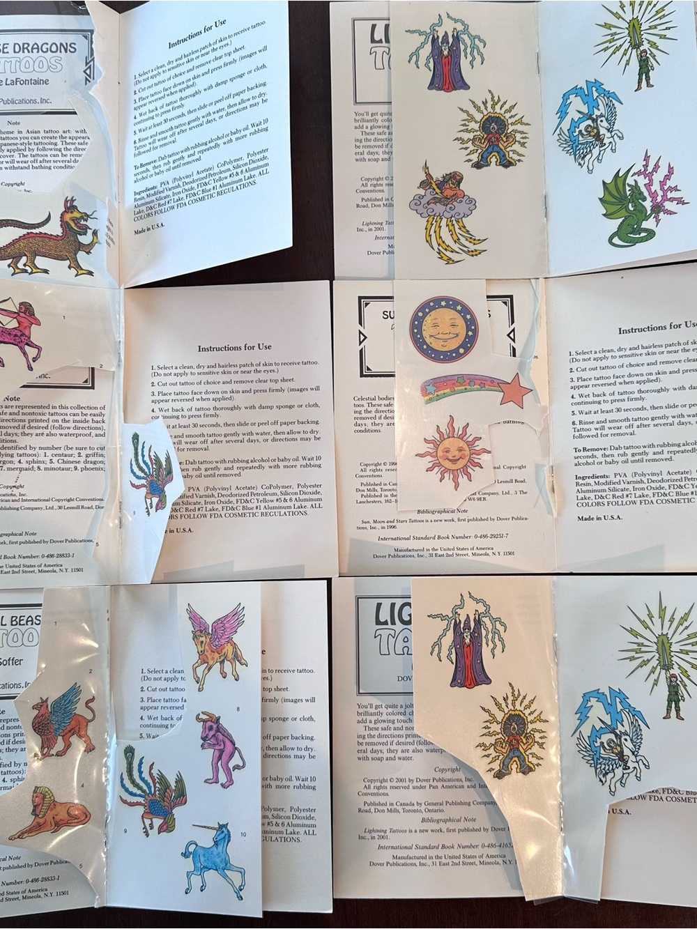 Mixture of Temporary Tattoos from the years 1995-2001